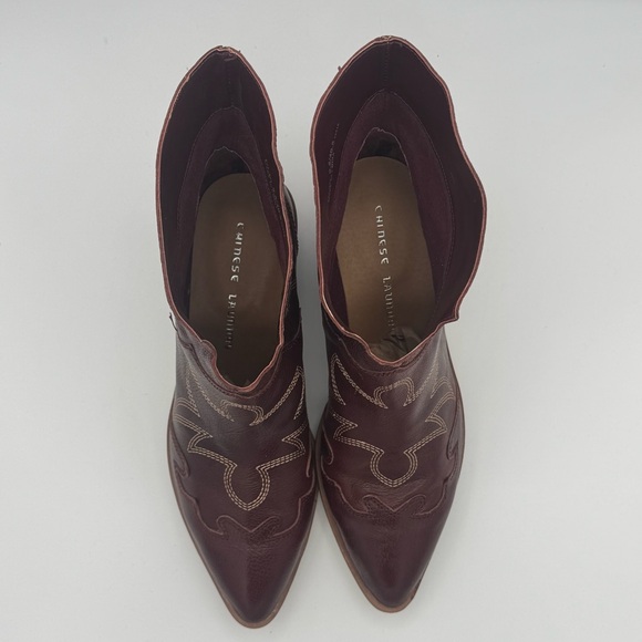 Chinese Laundry Fiona Ankle Western Cowgirl Leather Boots Intricate Stitching - Picture 10 of 12